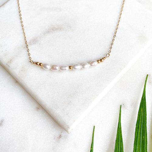 Fresh Water Pearl Bar I Gold-Filled Necklace